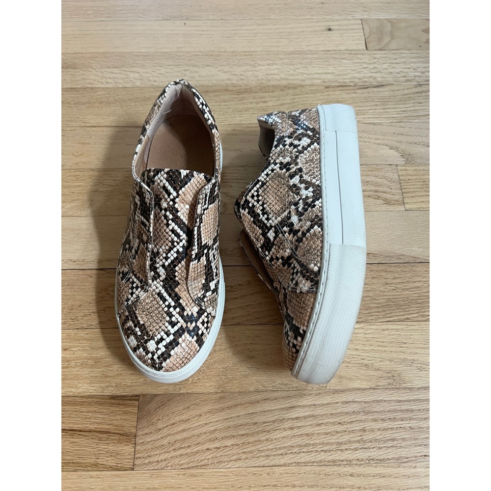 J/Slides NYC Slip On Sneakers Womens 8.5 Brown Tan Snakeskin